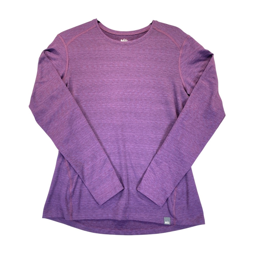 REI Co-op Womens Large Purple‎ Heathered Long Sleeve Base Layer Athletic Shirt